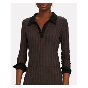JONATHAN SIMKHAI Standard Val Rib Knit Polo Top